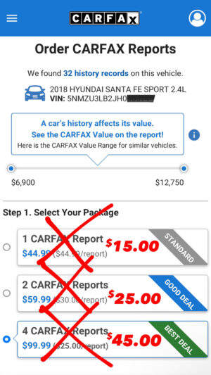 4 CarFax Reports